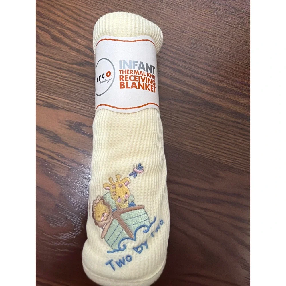 NEW Vintage Y2K Circo Baby  Thermal Knit Receiving Blanket Yellow Noahs Ark